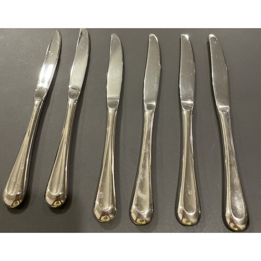 Oneida Sand Dune Glossy‎ Stainless Steel Knives Knife Set of 6 Flatware USA